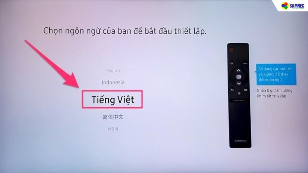 chọn khu vực Châu Á/Châu Âu và thiết lập ngôn ngữ là Tiếng Việt.