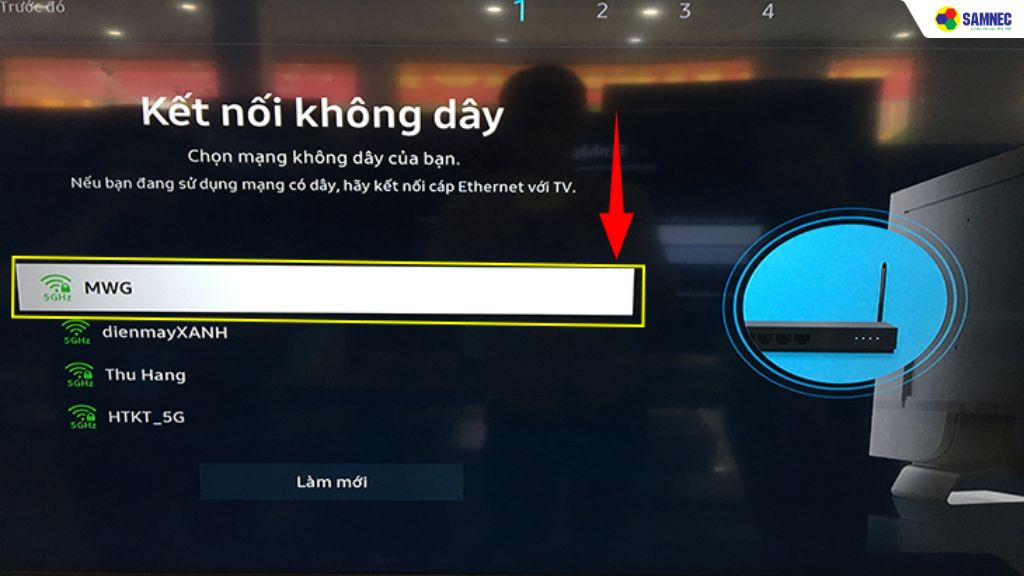 Kết nối Smart tivi Samsung với mạng Wifi đang dùng
