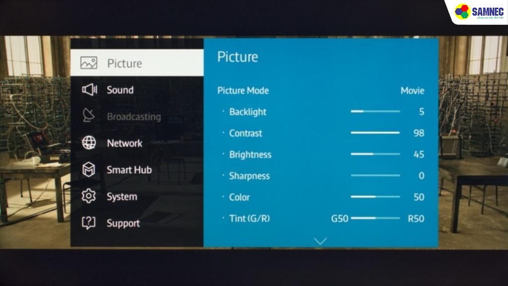 Tùy chỉnh hình ảnh trên tivi chưa phù hợp