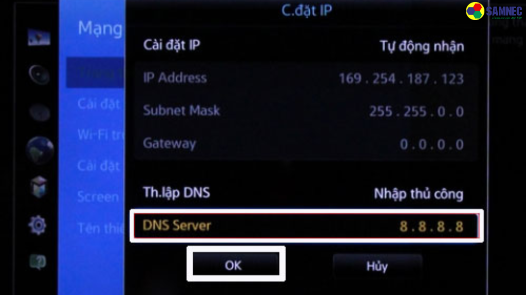 Cách 3: Đổi DNS của Google cho tivi Sony