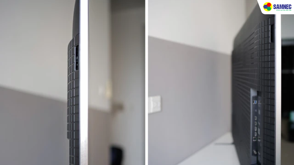 Phần viền của TV làm bằng kim loại sáng màu và kích thước khá mỏng