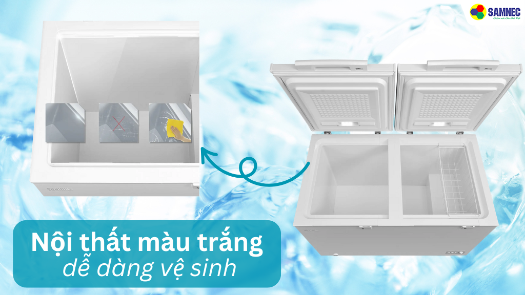 Nội thất màu trắng, dễ dàng vệ sinh