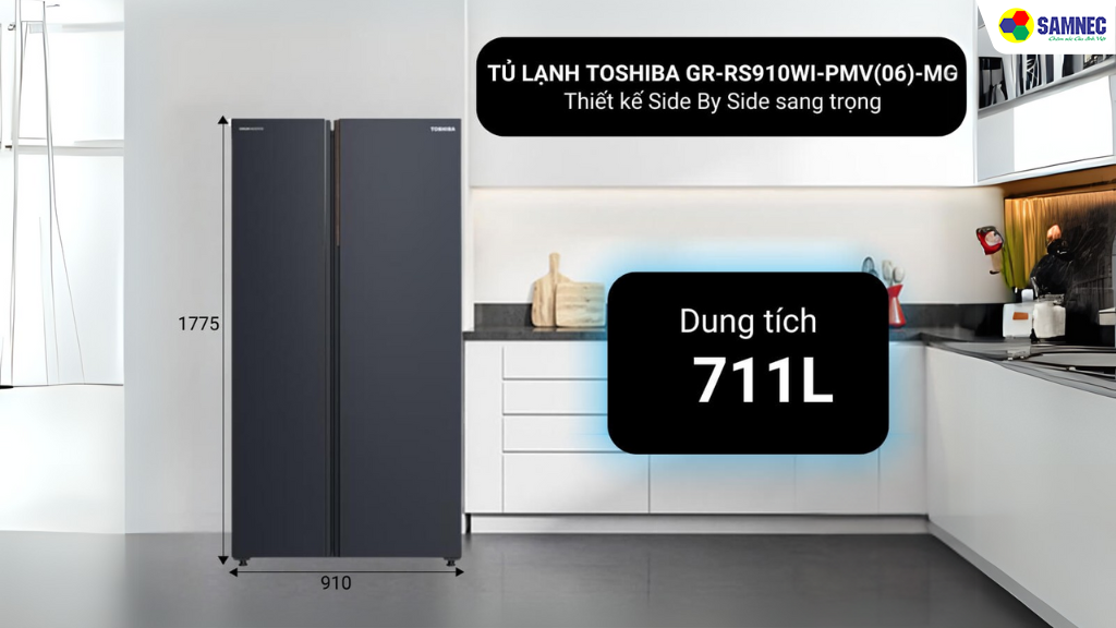 Thiết kế tủ lạnh Toshiba GR-RS910WI-PMV(06)-MG Inverter 