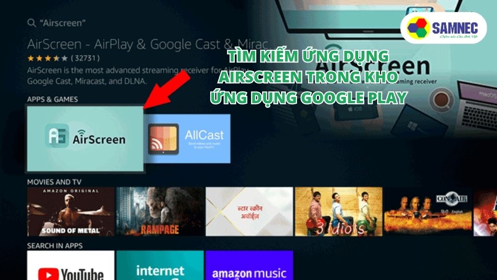 Tìm kiếm ứng dụng AirScreen trong kho ứng dụng Google Play