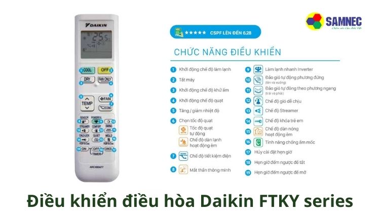 Điều khiển điều hòa Daikin FTKY series