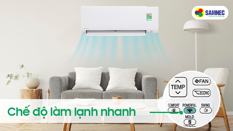 Điều khiển điều hoà Daikin để bật chế độ làm lạnh nhanh