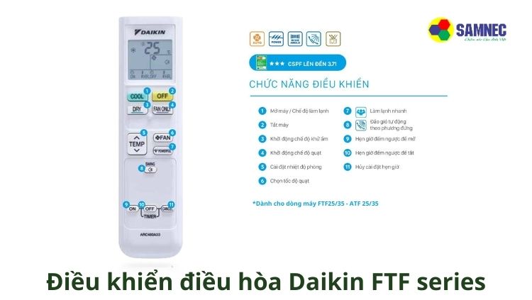 Điều khiển điều hòa Daikin FTF series