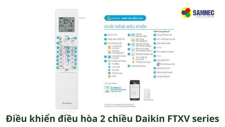 Điều khiển điều hòa Daikin FTXV series