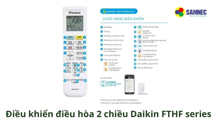 Điều khiển điều hòa Daikin FTHF series