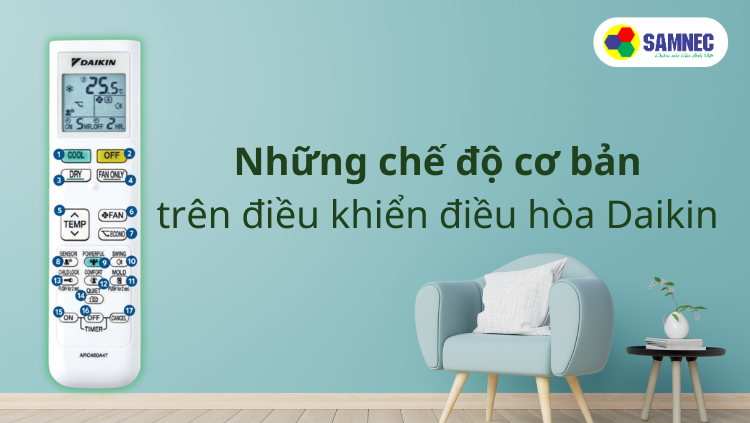 Những chế độ cơ bản trên điều khiển điều hòa Daikin