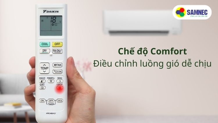 Chế độ luồng gió dễ chịu Comfort trên điều khiển điều hòa Daikin