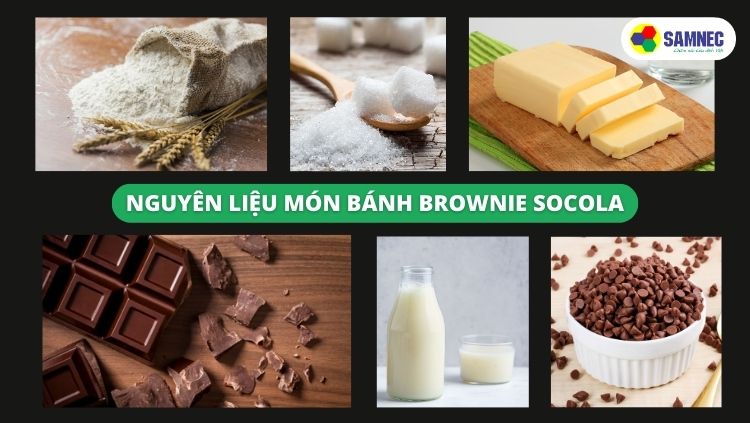 Nguyên liệu cần thiết để làm món bánh brownie socola nướng bằng lò vi sóng