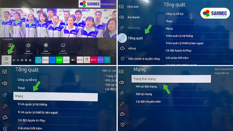 Kiểm tra trạng thái mạng trên tivi Samsung