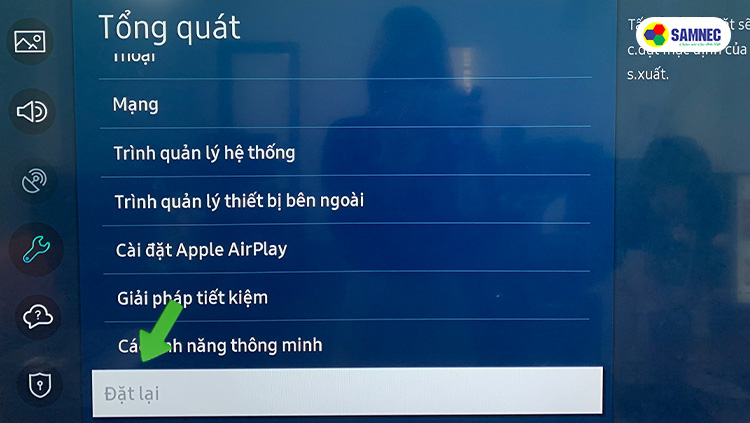 Khôi phục cài đặt gốc cho tivi Samsung