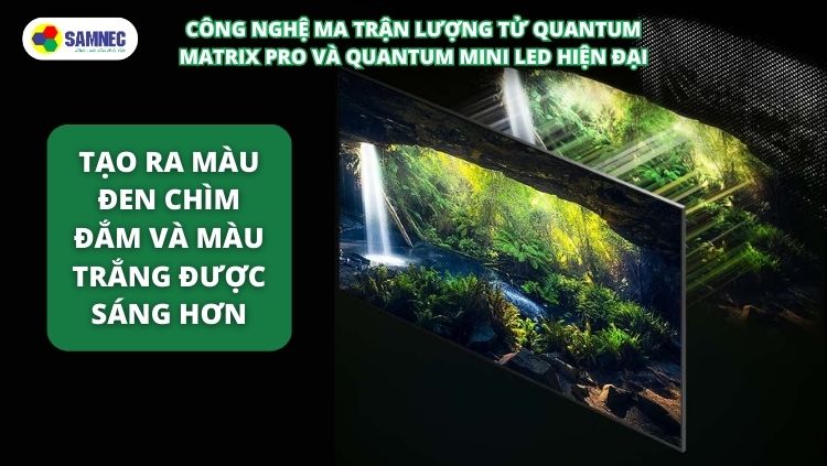 Công nghệ tối ưu màu sắc Quantum Matrix Pro kết hợp Quantum Mini LEDs trên tivi Samsung