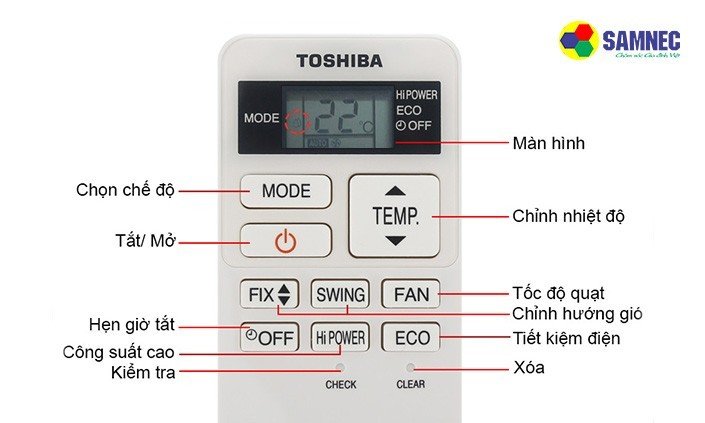 Chỉ dẫn sử dụng điều khiển để bật chế độ hút ẩm cho máy điều hòa Toshiba