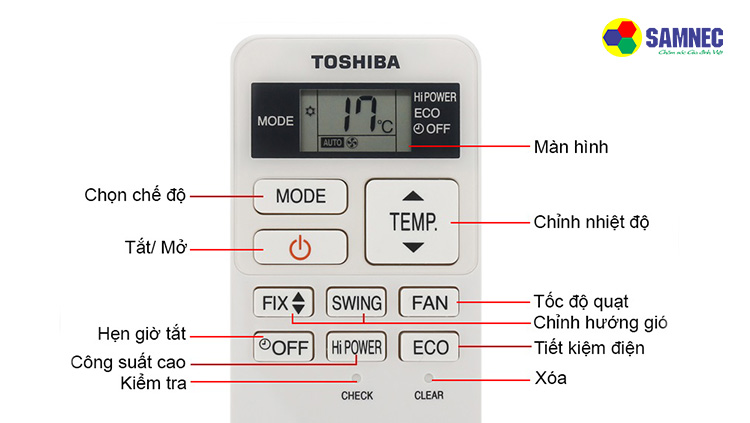 Điều khiển máy lạnh Toshiba