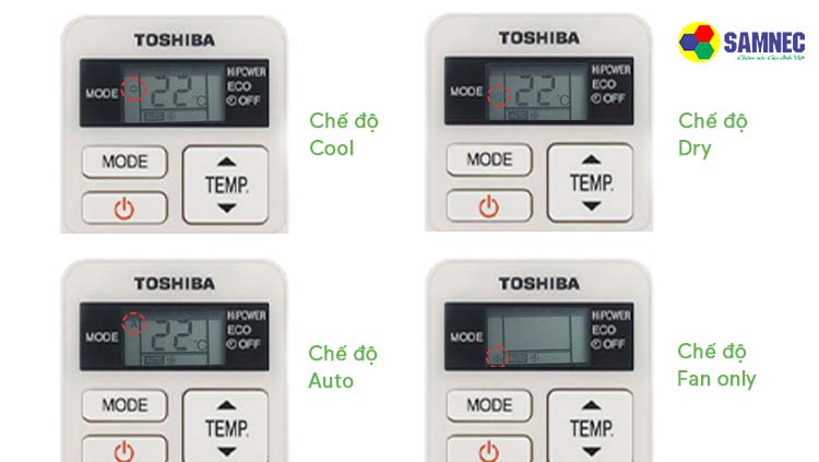 Các chế độ thường dùng trên điều khiển máy lạnh Toshiba