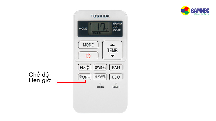 Chế độ hẹn giờ trên điều khiển máy lạnh Toshiba