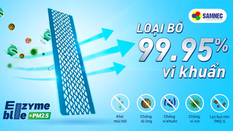 Lưới lọc không khí Enzyme blue tích hợp PM2.5 trên điều hòa Daikin Inverter FTKB25WAVMV/RKB25WAVM