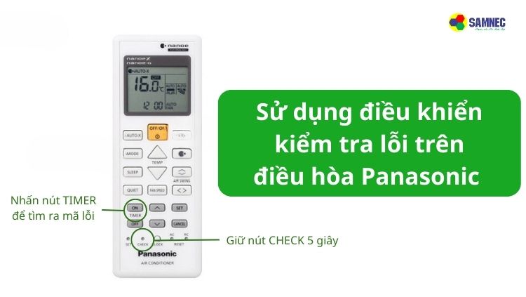 Sử dụng điều khiển kiểm tra lỗi trên điều hòa Panasonic
