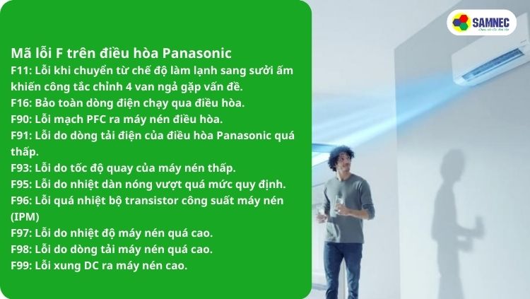 Mã lỗi F trên điều hòa Panasonic