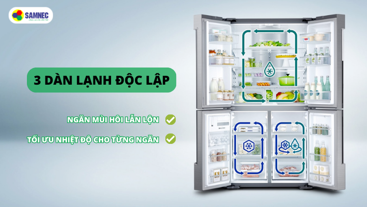 Công nghệ 3 dàn lạnh độc lập trên tủ lạnh Samsung