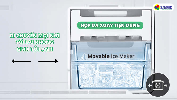 Hộp đá xoay tiện lợi trên tủ lạnh Samsung