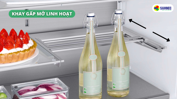 Khay gấp mở linh hoạt trên tủ lạnh Samsung
