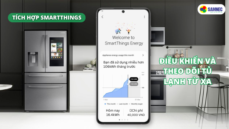 Tích hợp ứng dụng SmartThings trên tủ lạnh Samsung