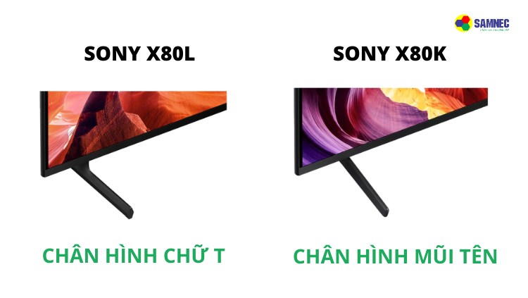 So sánh chân đế của tivi Sony X80L và Sony X80K