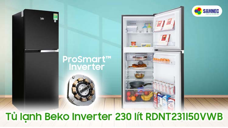 Tủ lạnh Beko Inverter 230 lít RDNT231I50VWB