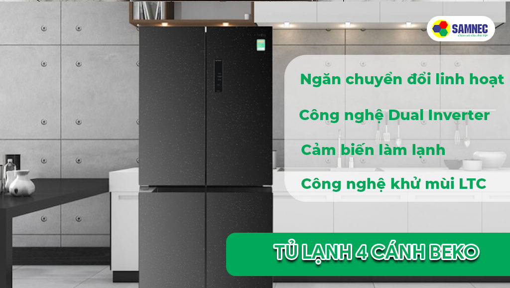 Tủ lạnh 4 cánh Beko GNO51651KVN có đầy đủ công nghệ các dòng tủ lạnh hiện đại