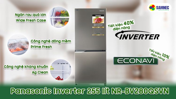 Tủ lạnh Panasonic Inverter 255 lít NR-BV280QSVN