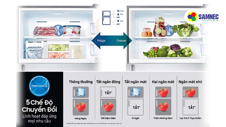 5 chế độ chuyển đổi linh hoạt trên tủ lạnh Samsung