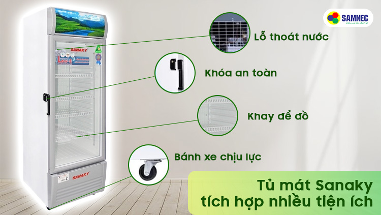 Tủ mát Sanaky được tích hợp nhiều tính năng tiện lợi