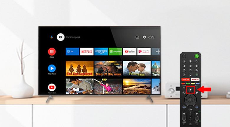 Google Assistant và remote thông minh - Android Tivi Sony 4K 55 inch KD-55X9000H
