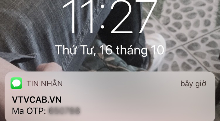 Điện thoại nhận mã xác nhận OTP VTVcab ON