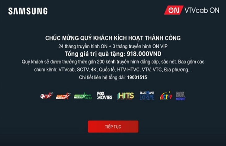 Cách kích hoạt gói khuyến mãi VTVcab ON trên tivi Samsung