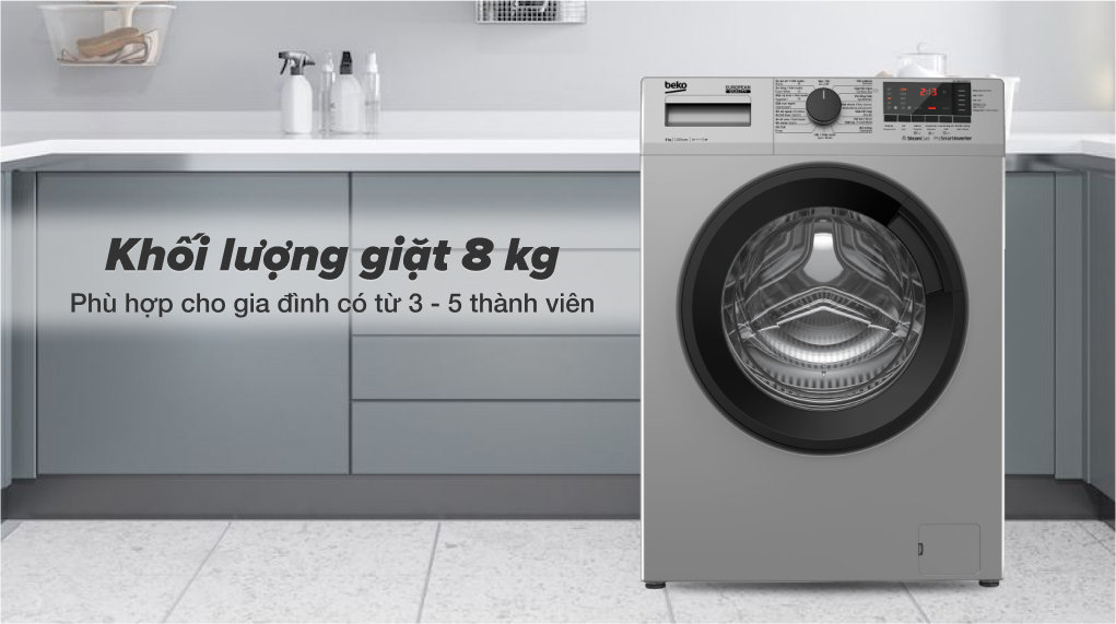 Khối lượng giặt phù hợp trên máy giặt Beko 8kg WCV8614XB0STW