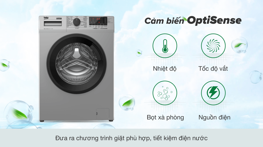 Cảm biến thông minh Optisense trên máy giặt Beko 8kg WCV8614XB0STW