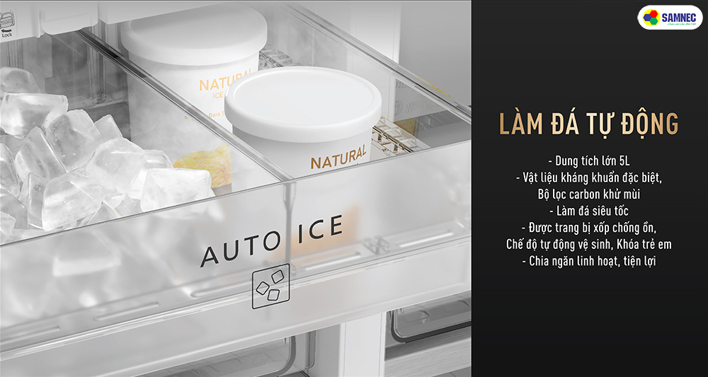 Làm đá tự động, linh hoạt chia ngăn trên Tủ lạnh 4 cửa PRIME+ Edition NR-XY680YMM