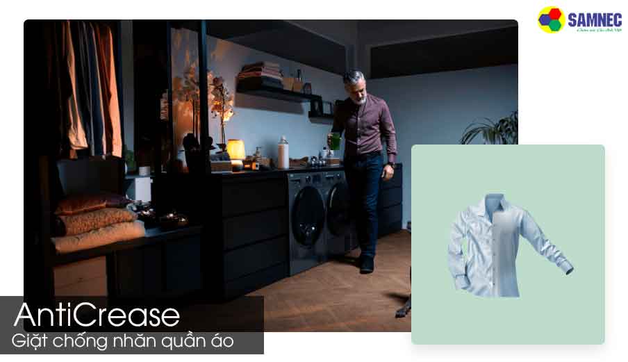 Chống nhăn quần áo với chức năng AntiCrease trên máy giặt Beko WCV9614XB0STS