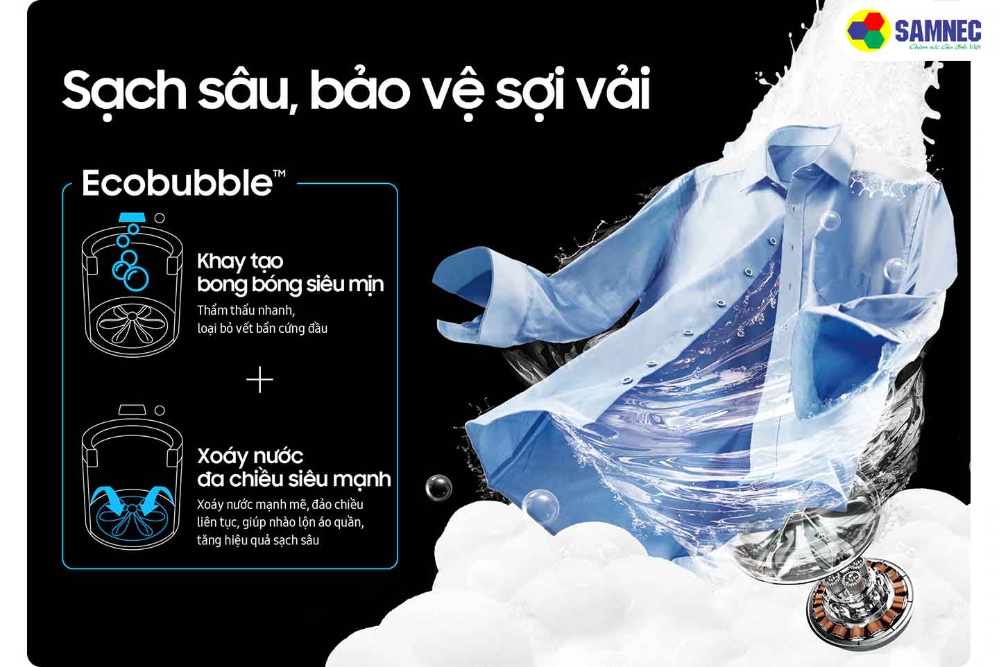 Công nghệ Ecobubble trên máy giặt Samsung Ecobubble 10kg WA10CG5745BDSV