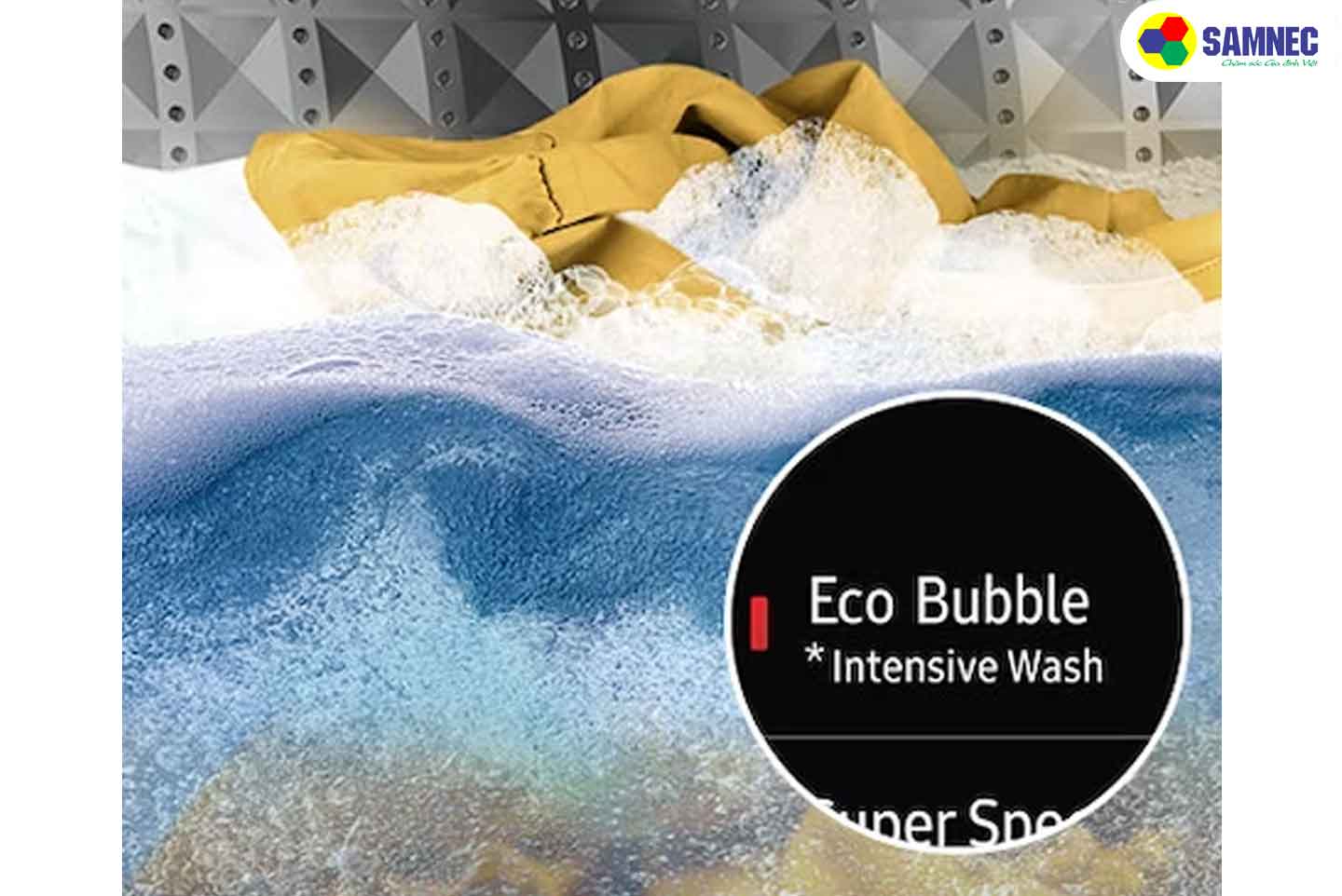 Chế độ giặt kỹ Intensive Wash trên máy giặt Samsung Ecobubble 10kg WA10CG5745BDSV