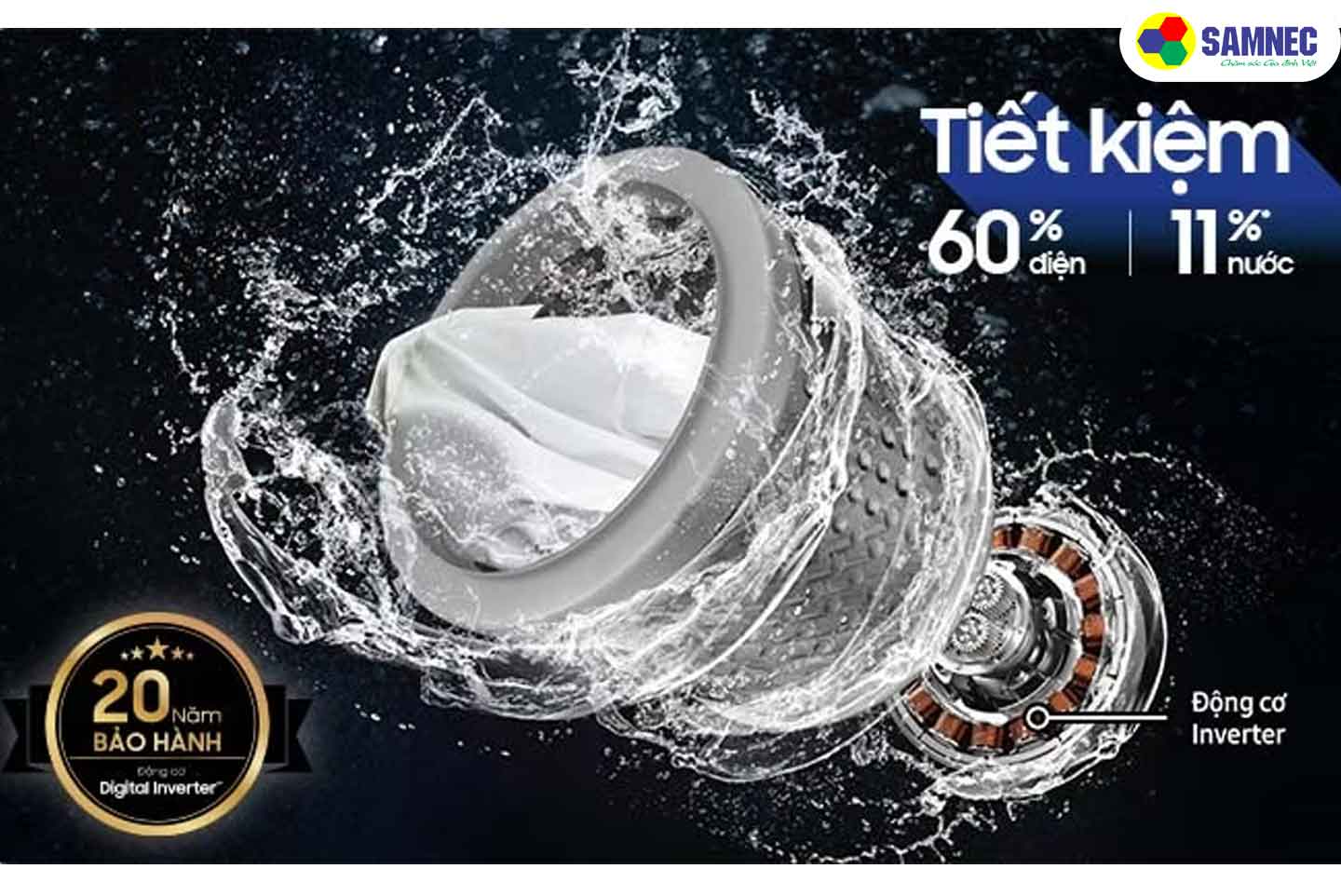 Động cơ Digital Inverter trên máy giặt Samsung Ecobubble 10kg WA10CG5745BDSV