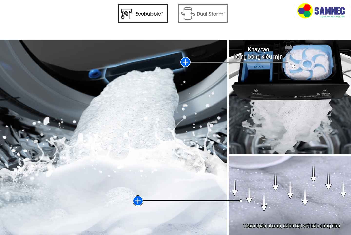 Công nghệ Ecobubble trên máy giặt Samsung Ecobubble 10kg WA10CG5745BDSV