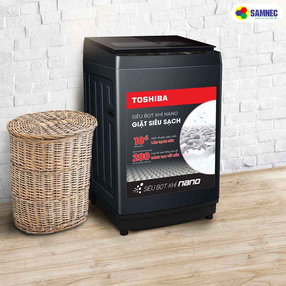 Thiết kế tinh tế, hiện đại, phù hợp mọi không gian của Máy giặt Toshiba Inverter 13 kg AW-DUM1400LV(MK)