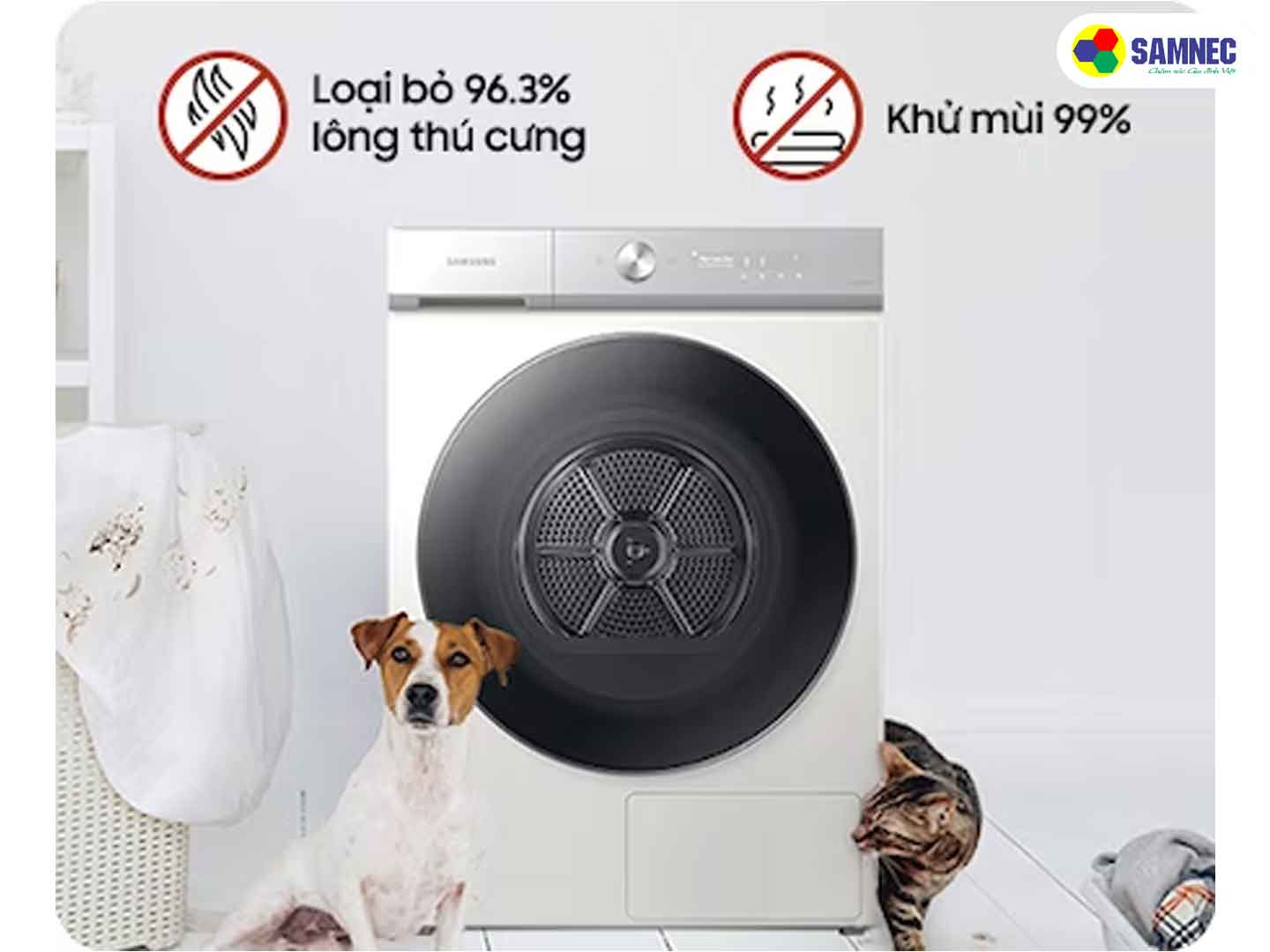 Chu trình Pet Care trên máy sấy quần áo Samsung Bespoke AI Heatpump DV17B9750CV/SV