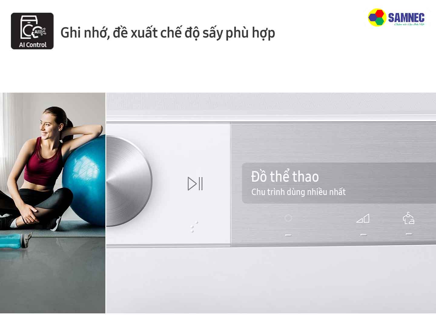 Bảng điều khiển thông minh AI Control trên máy sấy quần áo Samsung Bespoke AI Heatpump DV17B9750CV/SV